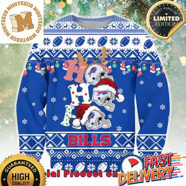 NFL Buffalo Bills Ho Ho Ho Decorative Lights Ugly Christmas Sweater For Holiday 2023 Xmas Gifts