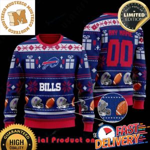 NFL Buffalo Bills Woolen Pattern Custom Name Ugly Christmas Sweater For Holiday 2023 Xmas Gifts