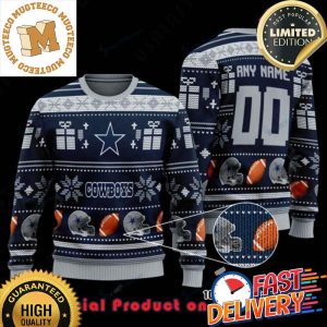 NFL Dallas Cowboys Woolen Pattern Custom Name Ugly Christmas Sweater For Holiday 2023 Xmas Gifts