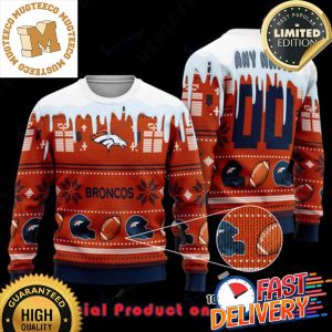 NFL Denver Broncos Woolen Custom Name Ugly Christmas Sweater For Holiday 2023 Xmas Gifts