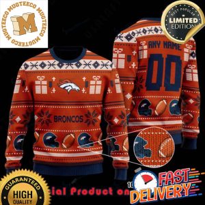 NFL Denver Broncos Woolen Pattern Custom Name Ugly Christmas Sweater For Holiday 2023 Xmas Gifts