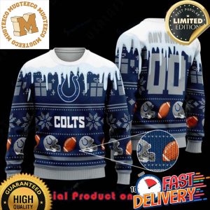 NFL Indianapolis Colts Woolen Custom Name Ugly Christmas Sweater For Holiday 2023 Xmas Gifts