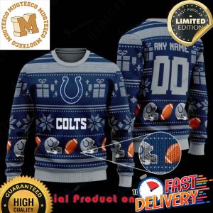 NFL Indianapolis Colts Woolen Pattern Custom Name Ugly Christmas Sweater For Holiday 2023 Xmas Gifts
