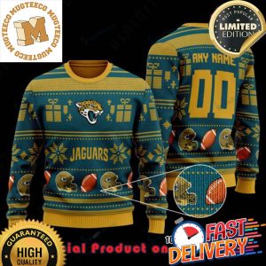 NFL Jacksonville Jaguars Woolen Pattern Custom Name Ugly Christmas Sweater For Holiday 2023 Xmas Gifts
