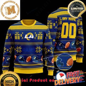 NFL Los Angeles Rams Woolen Custom Name Ugly Christmas Sweater For Holiday 2023 Xmas Gifts