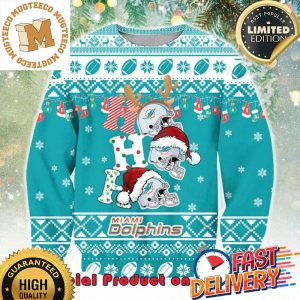 NFL Miami Dolphins Ho Ho Ho Decorative Lights Ugly Christmas Sweater For Holiday 2023 Xmas Gifts