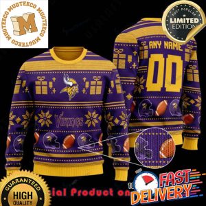 NFL Minnesota Vikings Woolen Custom Name Ugly Christmas Sweater For Holiday 2023 Xmas Gifts