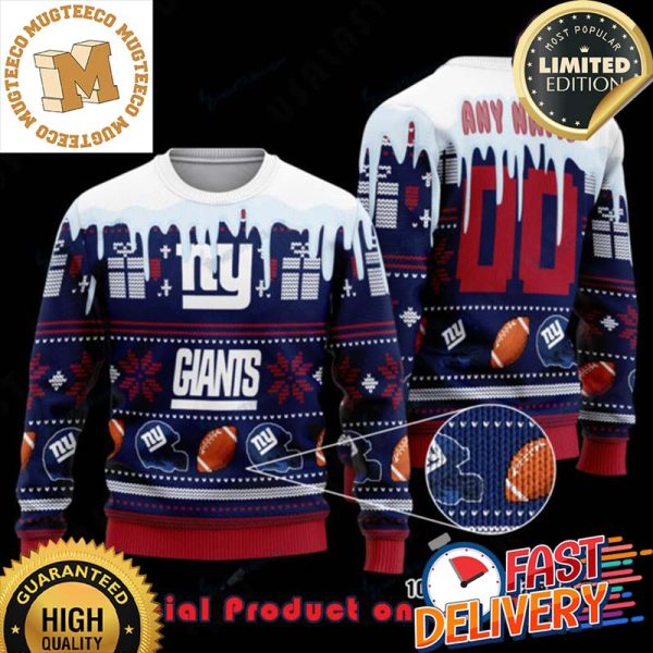 NFL New York Giants Woolen Custom Name Ugly Christmas Sweater For Holiday 2023 Xmas Gifts