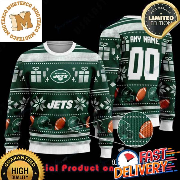 NFL New York Jets Woolen Pattern Custom Name Ugly Christmas Sweater For Holiday 2023 Xmas Gifts