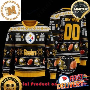 NFL Pittsburgh Steelers Woolen Custom Name Ugly Christmas Sweater For Holiday 2023 Xmas Gifts