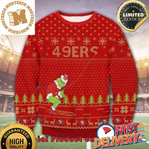 NFL San Francisco 49ers x The Grinch Snowflakes Ugly Christmas Sweater For Holiday 2023 Xmas Gifts