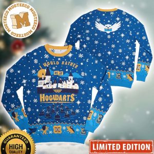 Official Harry Potter I Would Rather Be at Hogwarts 2023 Holiday Xmas Gift Ugly Christmas Sweater