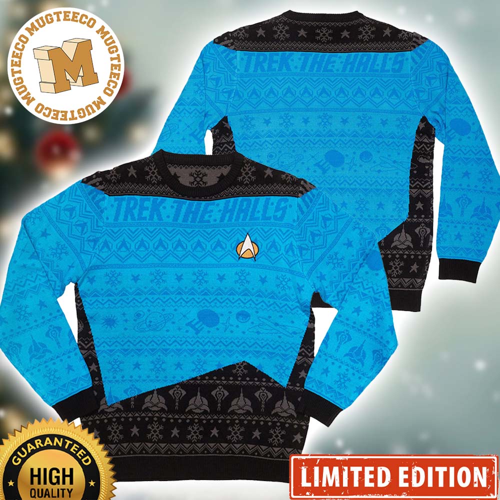 Official Star Trek Trek The Halls Spock Uniform Ugly Christmas Sweater