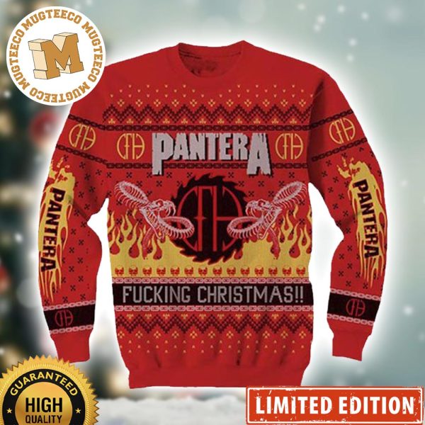 Pantera Fucking Christmas Snake Pattern Ugly Christmas Sweater