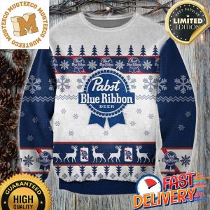 Pabst Blue Ribbon Beer 3D Christmas Ugly Sweater For Holiday 2023 Xmas Gifts