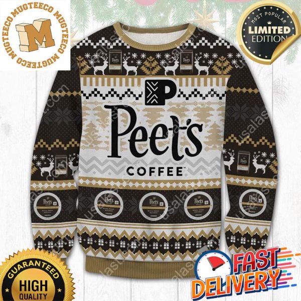 Peet’s Coffee Ugly Christmas Sweater For Holiday 2023 Xmas Gifts