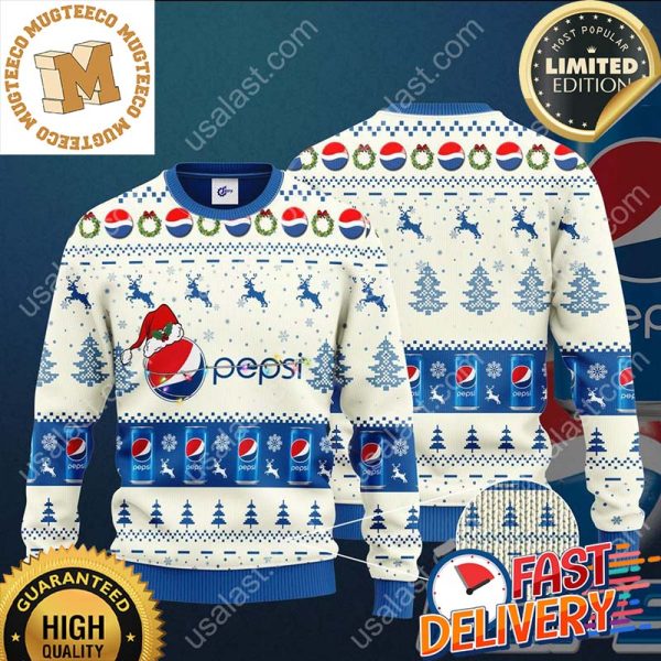 Pepsi Santa Hat Ugly Christmas Sweater For Holiday 2023 Xmas Gifts