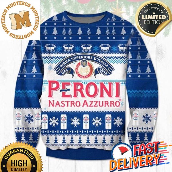 Peroni Nastro Azzurro Christmas Ugly Sweater For Holiday 2023 Xmas Gifts