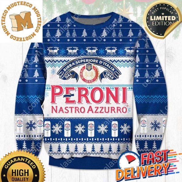 Peroni Nastro Azzurro Ugly Christmas Sweater For Holiday 2023 Xmas Gifts