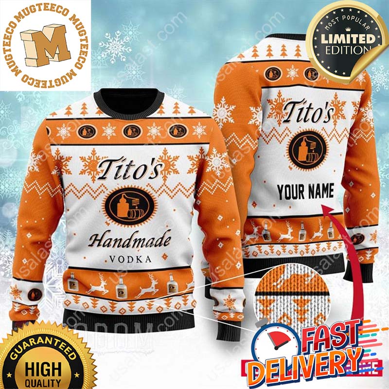 Stitch Hug Tito's Handmade Vodka Ugly Christmas Sweater For