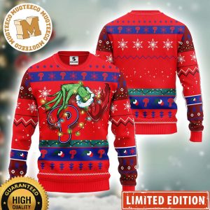 Philadelphia Phillies Grinch Christmas Lights Ugly Christmas Sweater