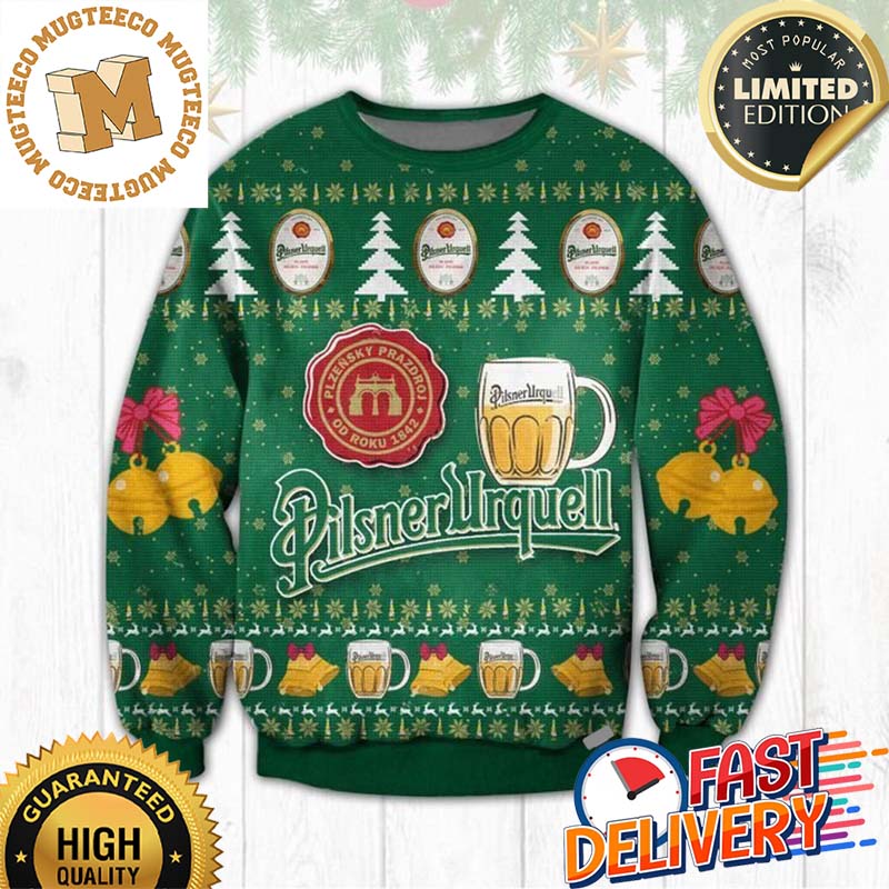 Pilsner Urquell Beer 3D Ugly Christmas Sweater For Holiday 2023 Xmas Gifts