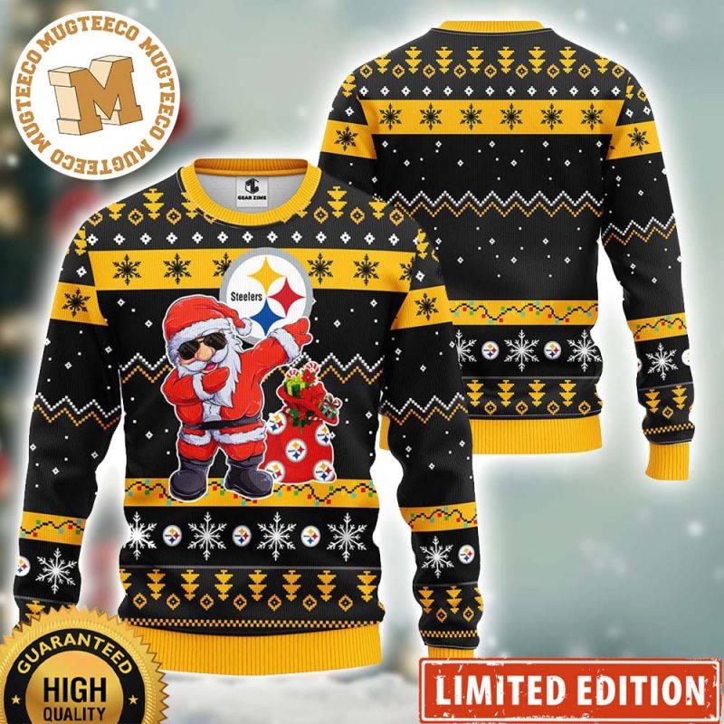 Pittsburgh Steelers Dabbing Santa Claus Ugly Christmas Sweater - Mugteeco