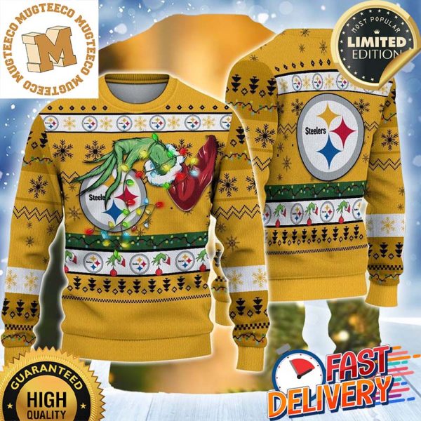 Pittsburgh Steelers Grinch Hand Ugly Christmas Sweater