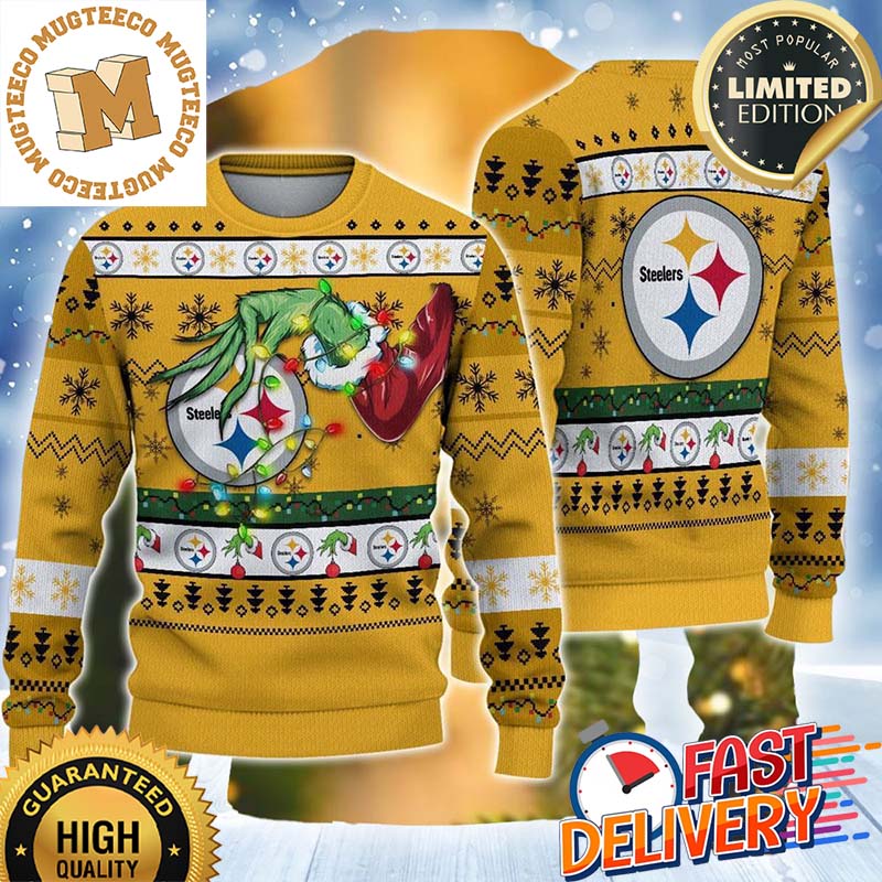 Pittsburgh Steelers Grinch Hand Ugly Christmas Sweater
