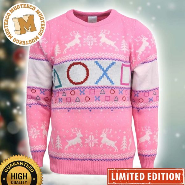 Playstation Symbols In Pink Ugly Christmas Sweater
