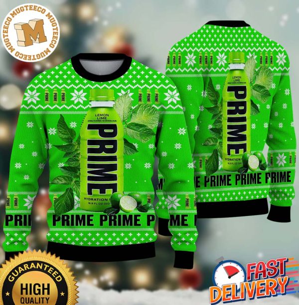 Prime Hydration Drink Lemon Lime Ugly Christmas Sweater