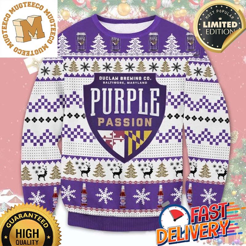 Purple Passion Duclaw Brewing Ugly Christmas Sweater For Holiday 2023 Xmas Gifts