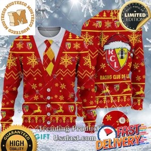 RC Lens Ligue 1 Cardigan Ugly Christmas Sweater For Holiday 2023 Xmas Gifts