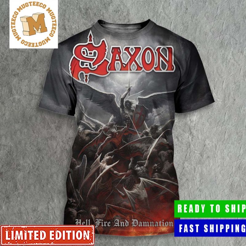Saxon Hell Fire And Damnation Poster All Over Print Shirt - Mugteeco