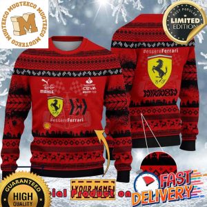 Scuderia Ferrari F1 Racing Team Custom Name Ugly Christmas Sweater For Holiday 2023 Xmas Gifts