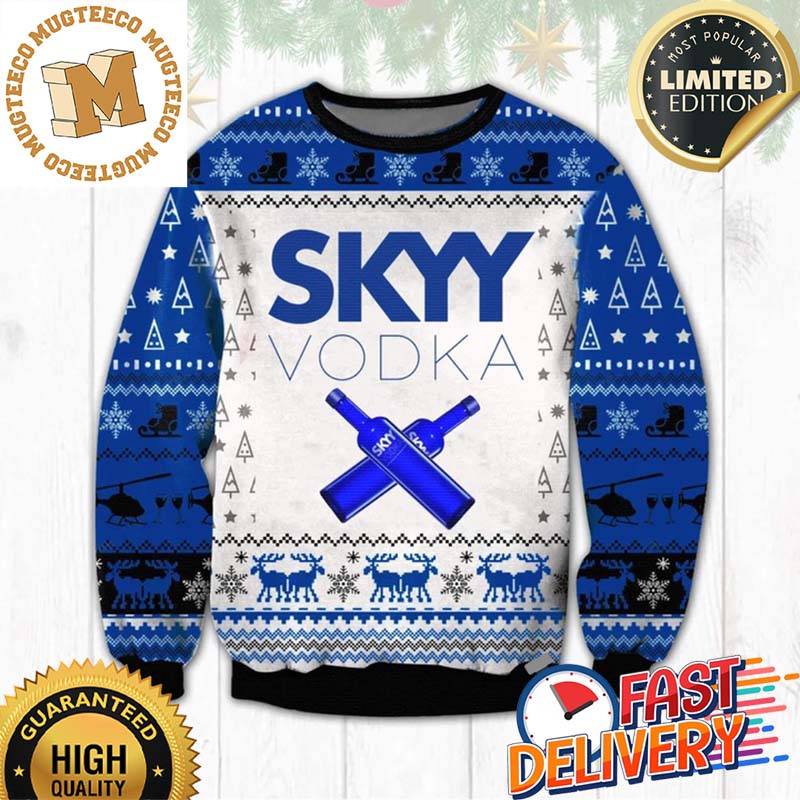 Skyy Vodka Ugly Christmas Sweater For Holiday 2023 Xmas Gifts