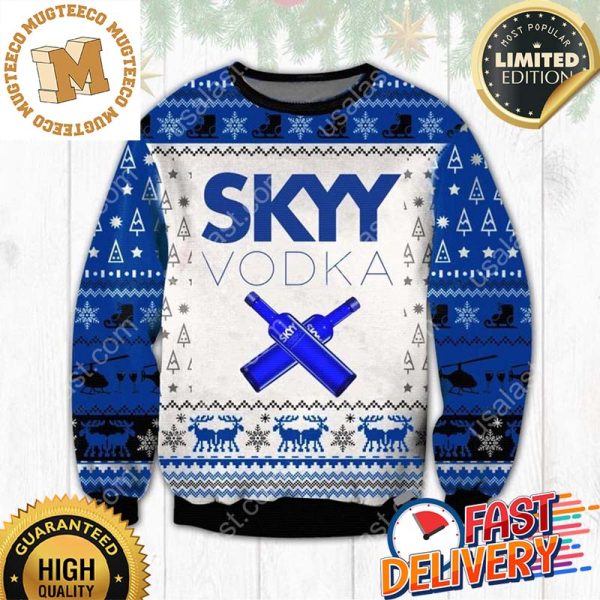 Skyy Vodka Ugly Christmas Sweater For Holiday 2023 Xmas Gifts