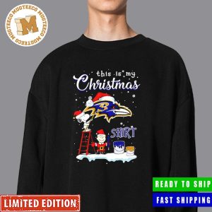 Snoopy and Charlie Brown NFL Baltimore Ravens This Is My Christmas Shirt Christmas Gift For Fan Unisex Shirt