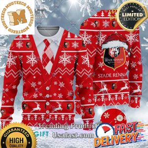 Stade Rennais F.C Ligue 1 Cardigan Ugly Christmas Sweater For Holiday 2023 Xmas Gifts
