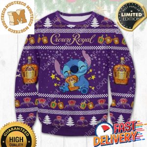 Stitch Hug Crown Royal Ugly Christmas Sweater For Holiday 2023 Xmas Gifts