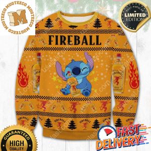 Stitch Hug Fireball Ugly Christmas Sweater For Holiday 2023 Xmas Gifts