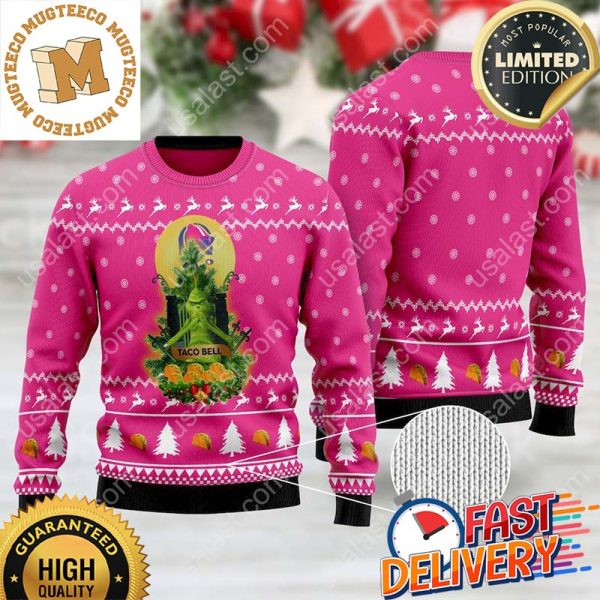 Taco Bell Grinch Snowflake Ugly Christmas Sweater For Holiday 2023 Xmas Gifts