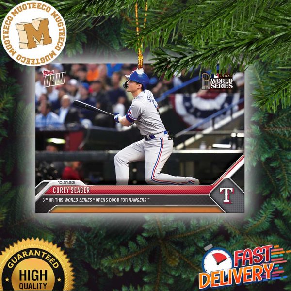 Texas Rangers Corey Seager 2023 MLB Topps Now Card 1066 World Series Xmas Gift Christmas Decorations Ornament