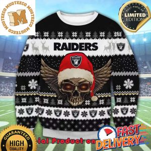 The Grinch Math Las Vegas Raiders NFL Skull Santa Hat Ugly Christmas Sweater For Holiday 2023 Xmas Gifts