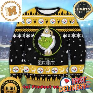 The Grinch Math Pittsburgh Steelers NFL Santa Hat I Hate People Ugly Christmas Sweater For Holiday 2023 Xmas Gifts