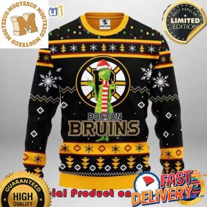 The Grinch x Boston Bruins NHL Santa Hat Ugly Christmas Sweater For Holiday 2023 Xmas Gifts