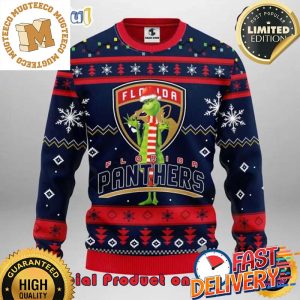 The Grinch x Florida Panthers NHL Santa Hat Ugly Christmas Sweater For Holiday 2023 Xmas Gifts