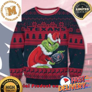 The Grinch x Houston Texans NFL Santa Hat Ugly Christmas Sweater For Holiday 2023 Xmas Gifts