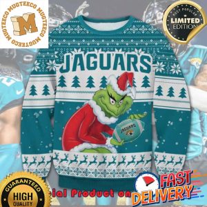 The Grinch x Jacksonville Jaguars NFL Santa Hat Ugly Christmas Sweater For Holiday 2023 Xmas Gifts