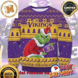 The Grinch x Minnesota Vikings NFL Santa Hat Ugly Christmas Sweater For Holiday 2023 Xmas Gifts